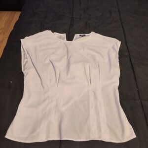 Express White Cap Sleeve Blouse with Front Darts